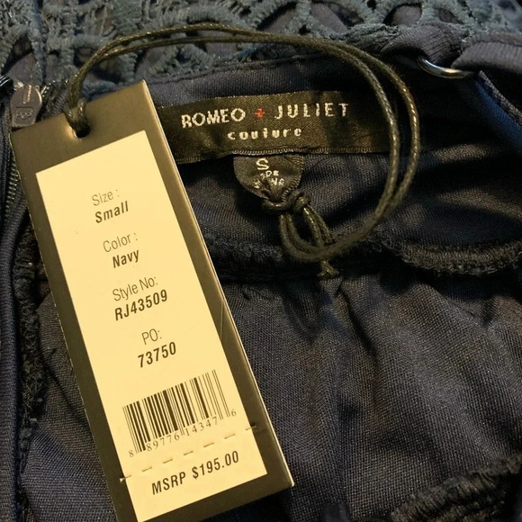 Romeo & Juliet Couture Navy Woven Crochet Dress S - Picture 5 of 7
